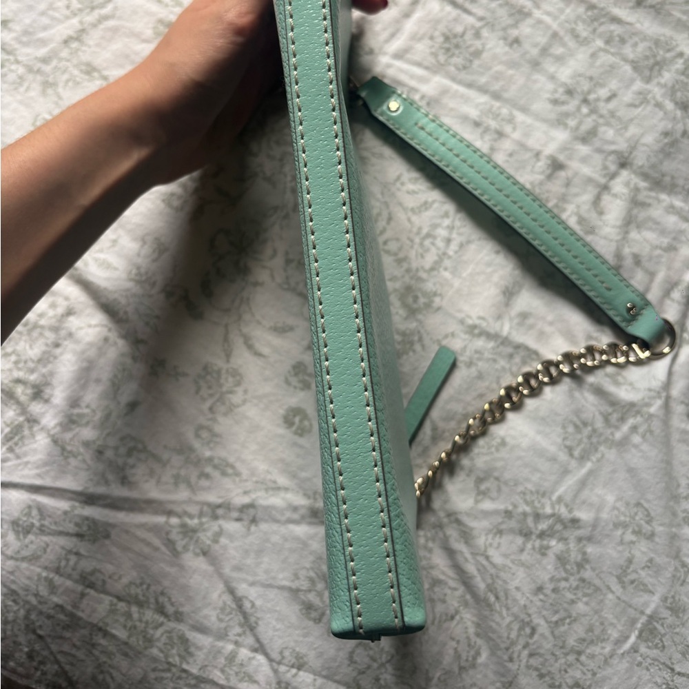 Teal Kate Spade shoulder bag with chain and leather strap - Picture 2 of 5